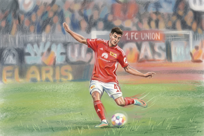 Diogo Leite, difensore Union berlino in azione.